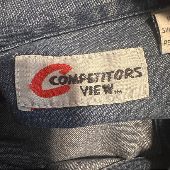 Vtg Dale Earnhardt Sr Nascar Shirt Short Sleeve Blue Button Down Chambray - Picture 9 of 11